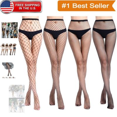 High Waist Patterned Fishnet Tights - 4 Pairs of Trendy Thigh High Stockings